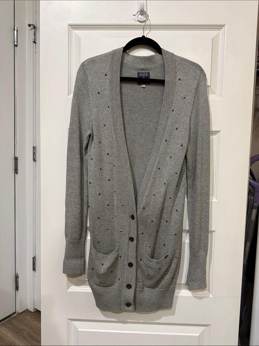Victorias Secret PINK Long Cardigan Sweater with Stud Detail
